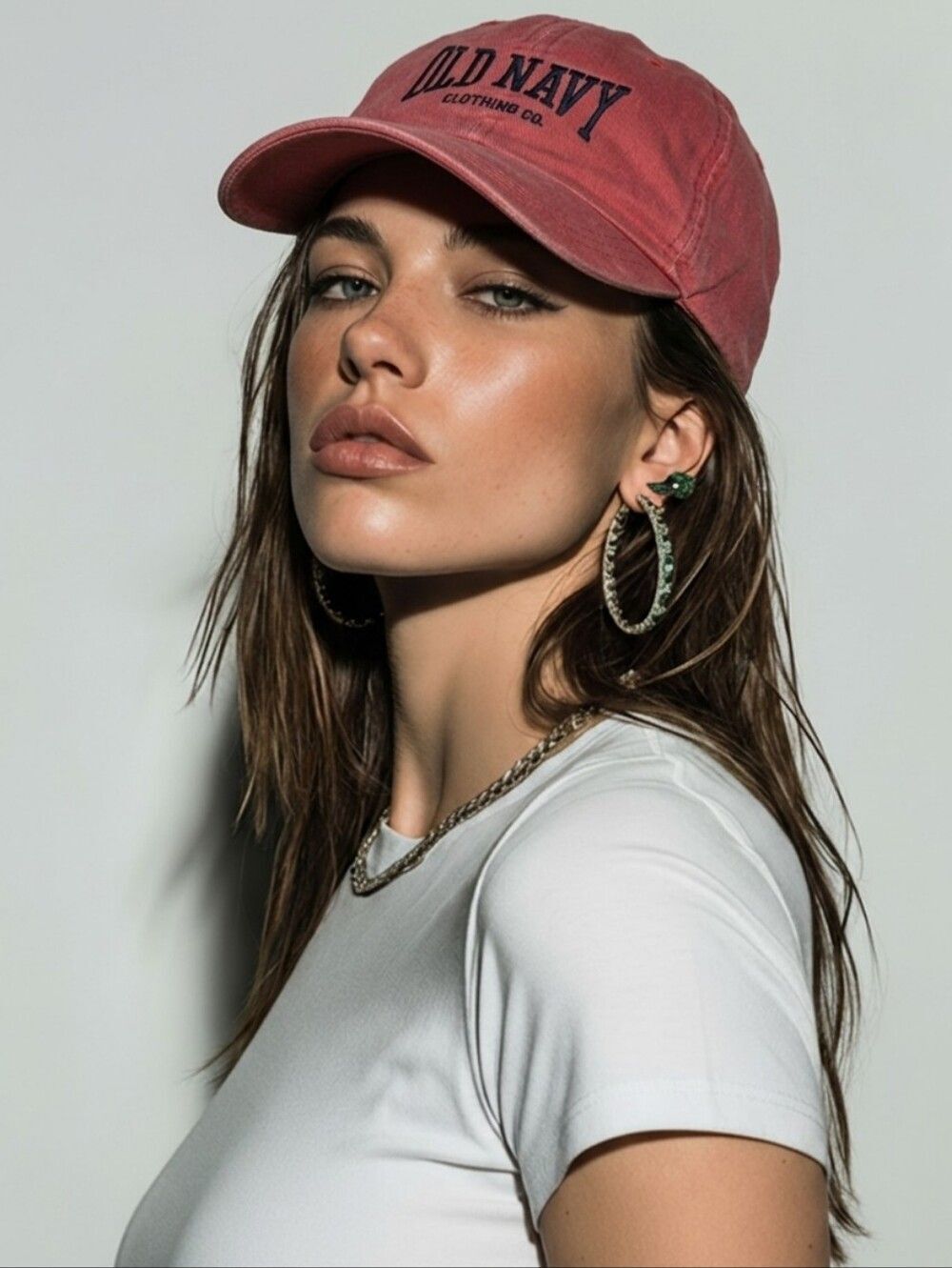 🐞Old Navy Red Embroidered Adjustable Unisex Baseball Cap